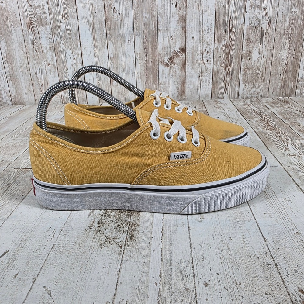 Vans Authentic Ochre Yellow Canvas Low‎ Top Skate Sneakers Womens 7 Mens 5.5